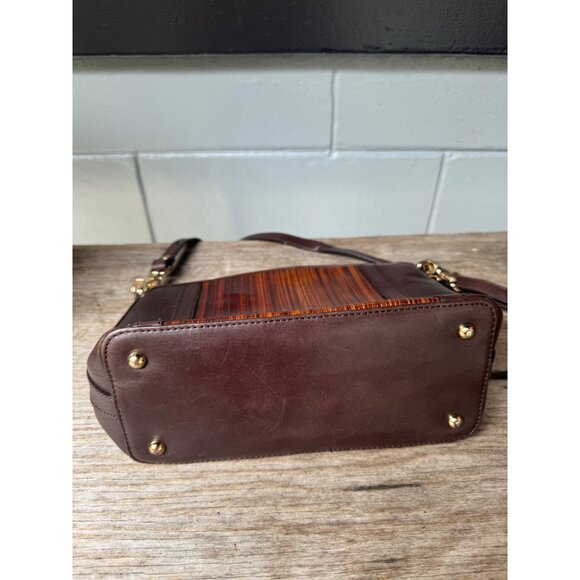 Brahmin Mini Duxbury Brown Balsa Wood grain bag - Picture 3 of 7